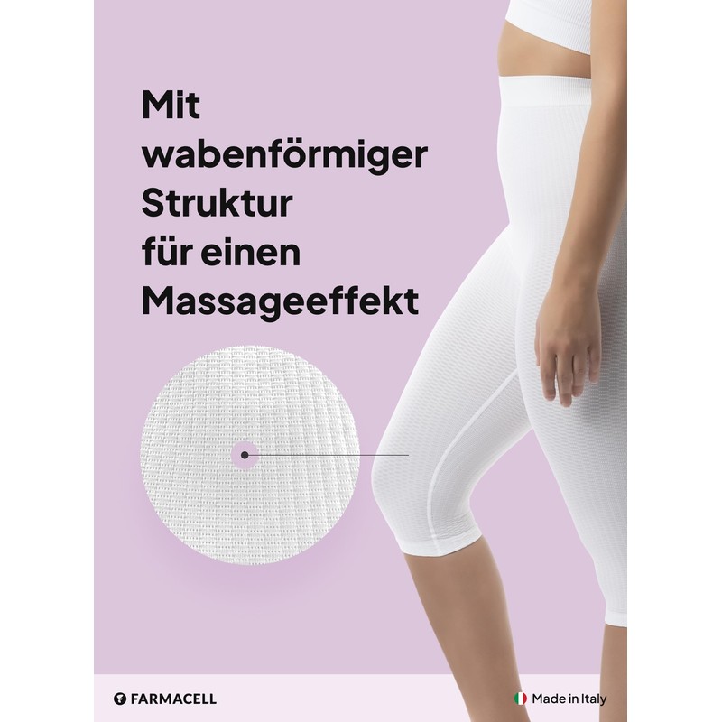 FarmaCell Women's 3/4 Anti-Cellulite Leggings with Micro Massage, High Waistband,