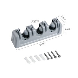 Vicloon Broom Mop Holder Tidy Organizer, Wall Mounted Organizer with 3 Position 4 Hooks for Brush Mop and Broom Tool Storage