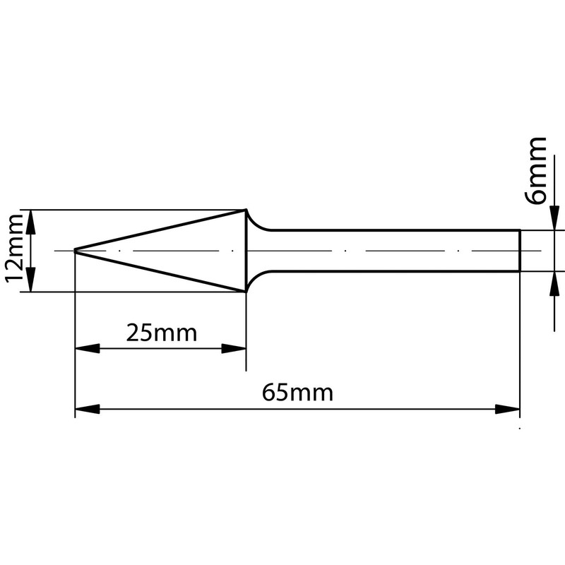 Ultra Co Coated Carbide Burr 12mm (Metric) Diameter with 6mm