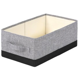 ALYER Collapsible Fabric Storage Organizer with Handles,Shelf Bins Box Container for Bedroom Office Closet Babies Nursery Toys Books Clothes (Gray&Black, 16.2" x 9.5" x 6.7")