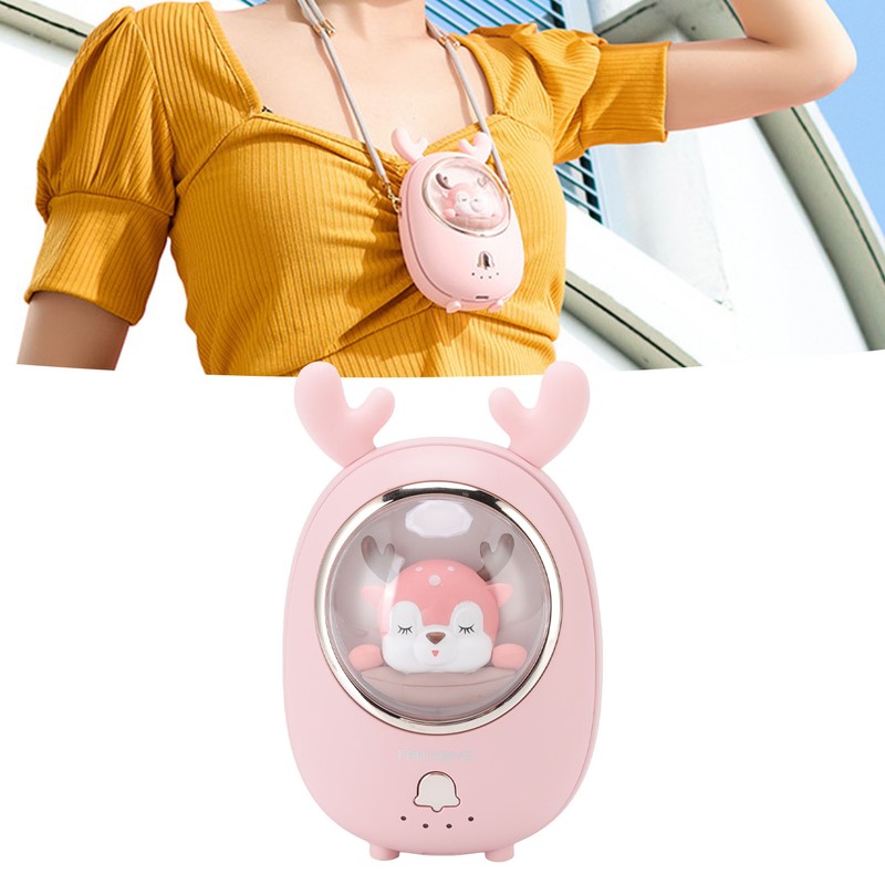 Portable Neck Fan Cute Pet Multifunction 3 Speeds Low Noise