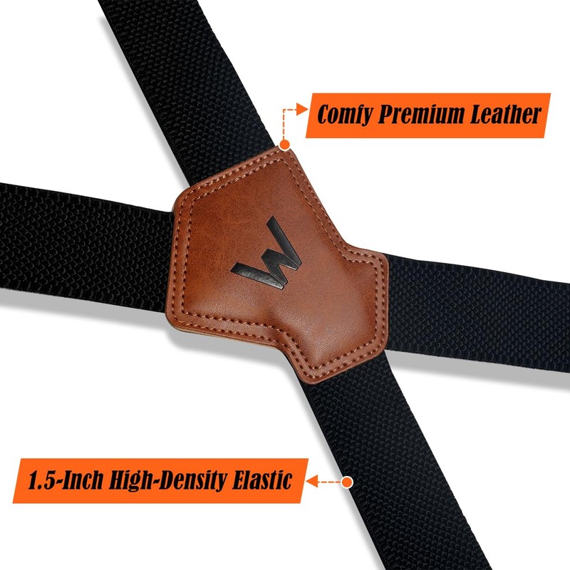 WELKINLAND 1.5In HD Elastic Suspenders, Heavy-Duty Work Suspenders, Comfy Belt