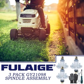 FULAIGE 3 Pack Pre-Greased GY21098 Spindle Assembly Replaces GY20454 John Deere Spindle AUC15811 GY20962 for John Deere 155C D140 D155 D160 E140 E150 E160 E170 LA130 LA145 LA165 S140 S160 Tractors