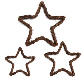 Molyorch 3 Pieces Rattan Star Garland DIY Rings Star Decor Wreath Blank Christmas Decoration Twig Wreath Pentagram Garland for Door Wall Party Wedding