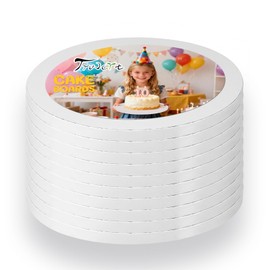 Trwcrt 10 PCS Cake Boards 10 Inch Round, Cake Drums 1/2 Inch Thick Sturdy Multiple Layers Smooth Edged for Birthday Wedding Party Displays