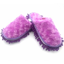 Selric Washable Detachable Chenille Mop Slippers Purple, Floor-Cleaning Dusting Slippers, House Cleaning Tool Vamp is Made of Smooth Warm Soft Rose Velvet Fabric 9 7/9 Inches Size:5.5-8.5.
