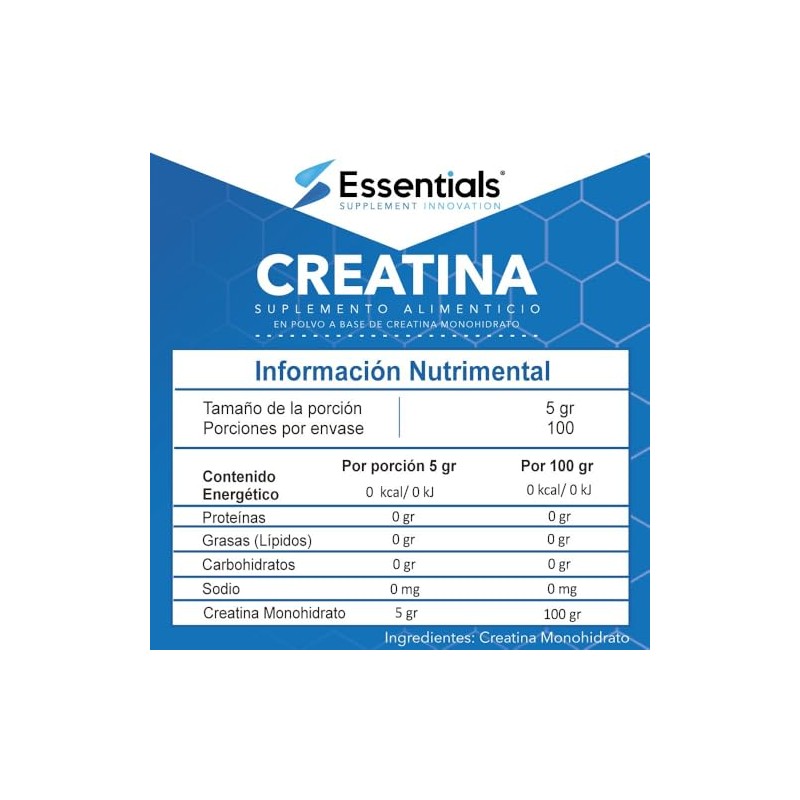 Creatina Monohidrato 100% pura | Libre de azucares | Libre