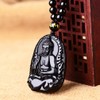 Collar con colgante natural de obsidiana natural y zodíaco Bodhisattva,