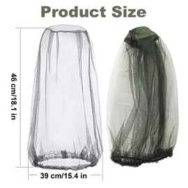 2 PCS Mosquito Head Net Mesh with Drawstring,Mosquito Net Hat Bug Net Face Neck Cover, Outdoor Hiking Camping Climbing Mosquito Fly Insects Bugs Preventing,Universal Size (Green & Black)