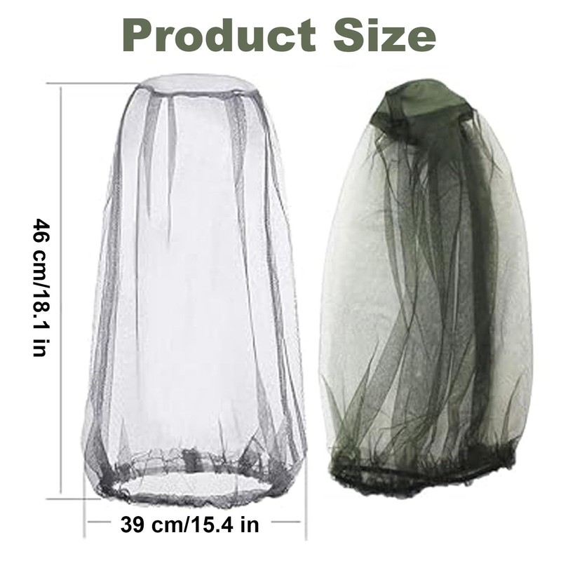 2 PCS Mosquito Head Net Mesh with Drawstring,Mosquito Net Hat