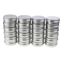 LJY 24 Pieces Round Aluminum Cans Screw Lid Metal Tins Jars Empty Slip Slide Containers (2 oz)
