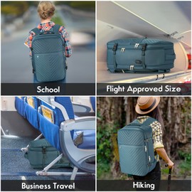 MOMUVO Carry On Backpack for Women,Flight Approved Large Travel Laptop Backpack Water Resistant Luggage Travel Bag for School Weekender Business,Peacock Blue