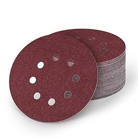 125mm Sanding Discs 40/80/120/240 Grit Sandpaper Sheet, 5 Inch 8 Holes Hook and Loop Sanding Pads 60pcs Sander Disc for Random Orbital Sander