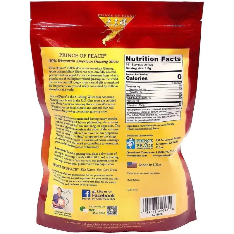 Prince of Peace Pure Ginseng Slices - 9oz