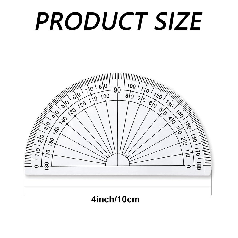10Pcs Clear Measurement Protractor Useful Math Plastic Protractor Durable 180