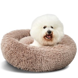Washable Dog Round Bed Small, Donut Dog Bed Small Dog, Comfy Dog Calming Bed