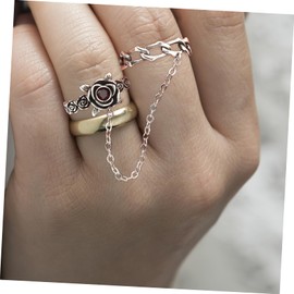 FOMIYES Rose Chain Ring Vintage Finger Jewelry for Women Aesthetic Design for Parties Weddings and Special Occasions Durable Material Friends