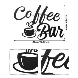 NIYATA Metal Wall Decor Coffee Station Cutout Letter for Coffee Bar Decoration Coffee Bar Sign for Cafe Bar Home Cafe Bar (Black)