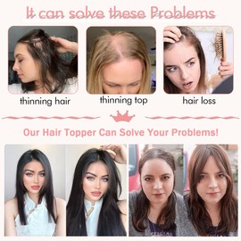 Hair Toppers for Thinning Hair 18inch Hair Pieces for Women 6.5X6.5 Inch Hair Topper Adding Extra Hair Volume, Natural Straight Hair Piece Super Soft Feel Like Real Hair