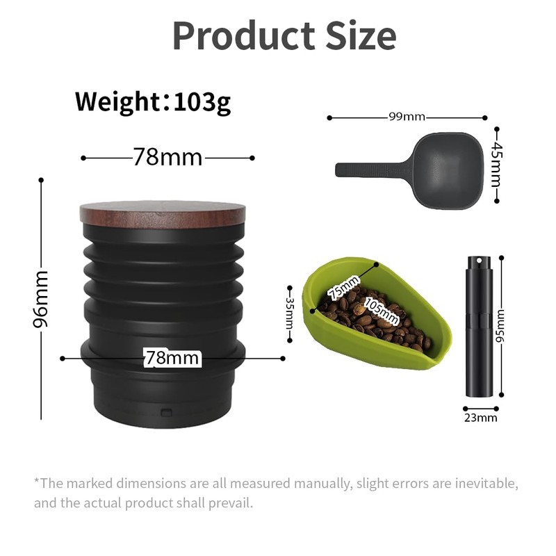 Silicone Coffee Grinder Hopper Bellow with Spray Bottle and Dosing