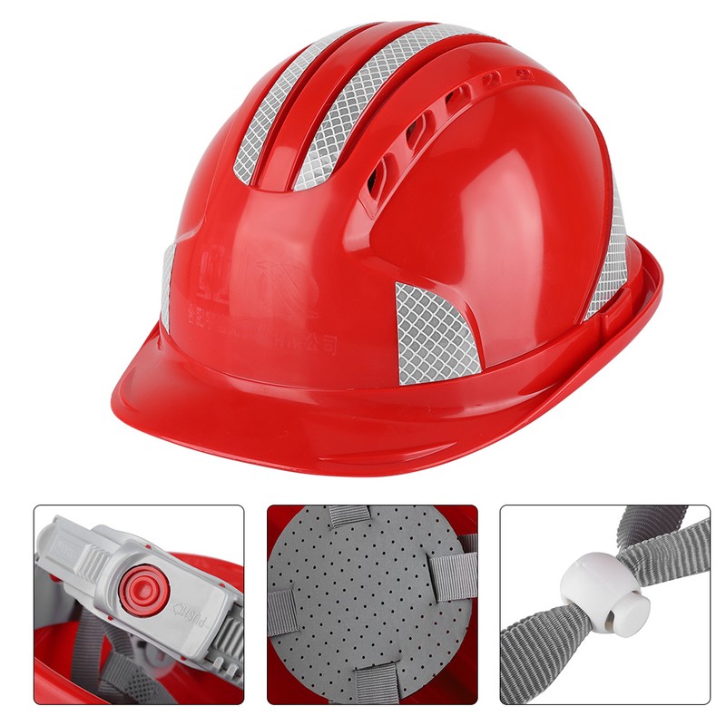 Construction Site Protective Cap Ventilate ABS Hard Hat Reflective Stripe