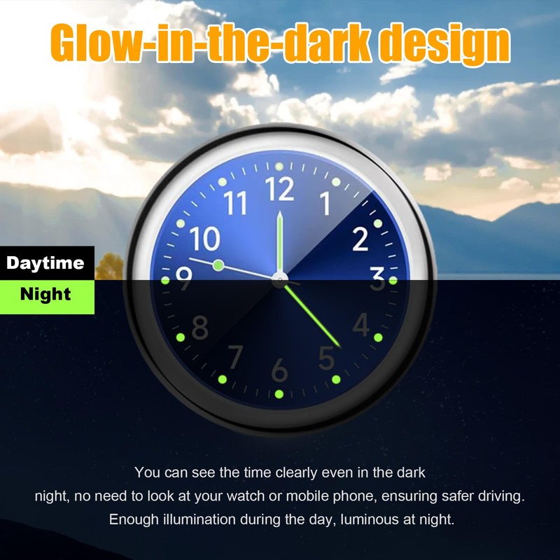 Dickno 2 PCS Stick on Dashboard Car Clock, Mini Tiny