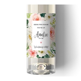 Pregnancy Announcement Wine Labels ● Set of 5 ● Drink This for Me - You’re an Auntie to-Be, Baby Reveal Wine Bottle Label for Friends, Sisters, Cousins Sticker, Card Alternative Waterproof (Fleurs)