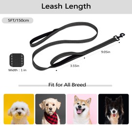 Aepeasti Dog Lead for Medium to Large Dogs with Two Padded Handles 5 ft/6 ft, Double Handle, Reflective Training Lead, Durable Traffic Lead
