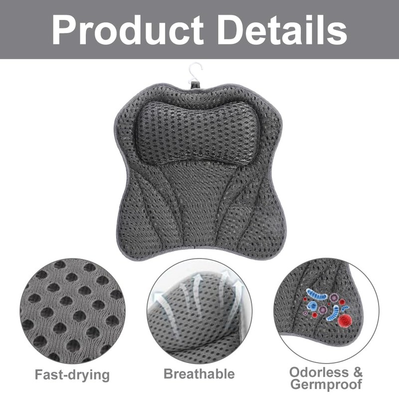 Nzkeuf Bath Pillow – Bath Cushion for Head and Neck,