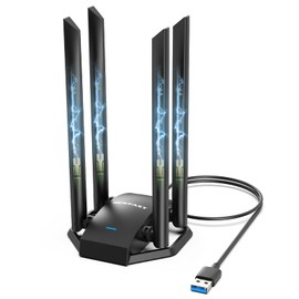 NEWFAST USB 3.0 WiFi Adapter for PC 1300Mbps USB WiFi Dongle, Dual Band 5Ghz/2.4Ghz Wireless Adapter for Win 11/10/8/8.1/7, 4x 6dBi High-Gain Antennas, Wireless Dongle, 802.11AC