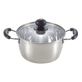 Pearl Metal Mirage H-3172 Double Handed Pot, 7.1 inches (18 cm), Glass Pot with Lid, Induction Compatible, Stainless Steel
