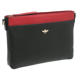 Mala Leather Mason Collection 7191_27 Small Leather Shoulder Bag, Black/red