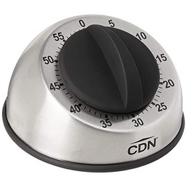 CDN Compact 60-Minute Mechanical Timer | Easy-to-Read 2.5” Dial | Loud 3-Second Alarm | Ideal for Cooking or Baking | Countertop or Wall Mountable | Silver Finish | MT1