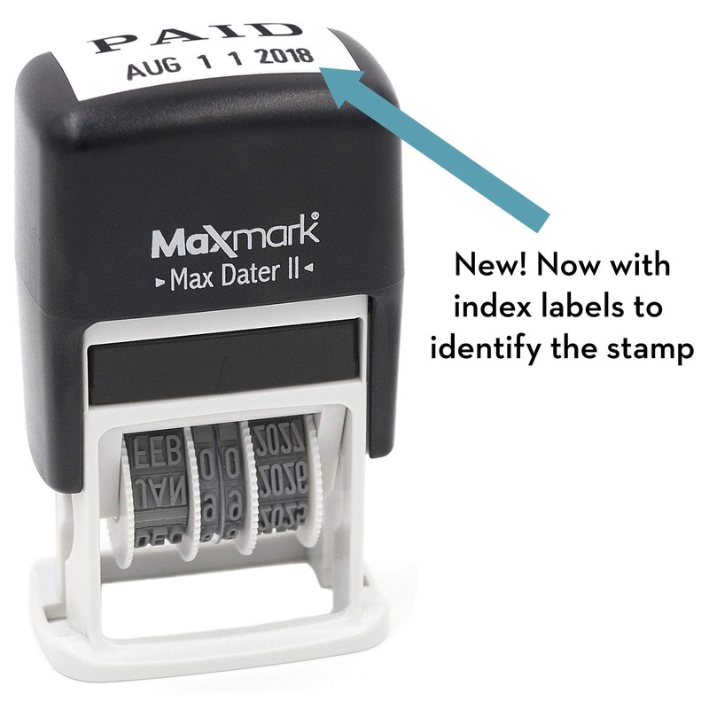 MaxMark Self-Inking Rubber Date Office Stamp with Paid Phrase &