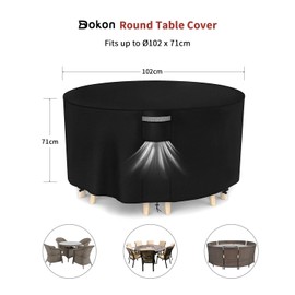 Dokon Garden Furniture Covers Waterproof, Garden Table Cover with Air Vent, Heavy Duty 420D Oxford Fabric Windproof Anti-UV Outdoor Table and Chairs Cover, Patio Set Cover, Round - Ø102 x 71cm