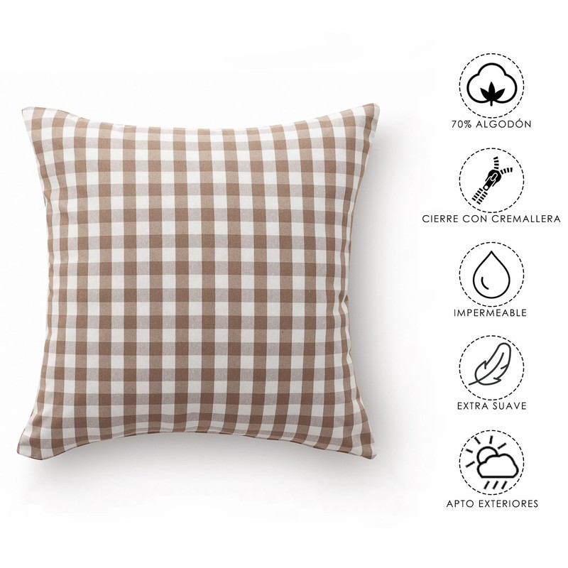 GAMUSI Set of 2 Check Gingham Cushion Covers 45x45 Decorative