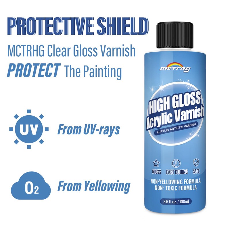 MCTRHG Gloss Varnish for Acrylic Painting, Artist's Acrylic Varnish, Non-Yellowing,