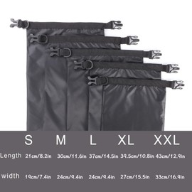 kuou 5Pcs Waterproof Dry Bags, Dry Sack Waterproof Bag Lightweight Dry Bag Snorkeling Bag Drifting Bag Black (1.5L+2.5L+3.5L+4.5L+ 6L)