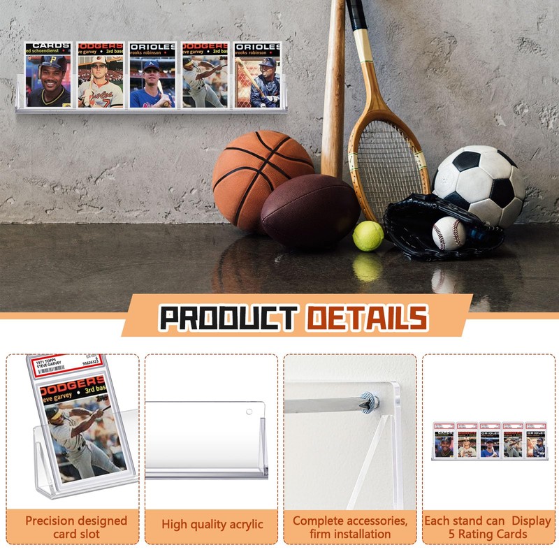 4 Pcs Sports Baseball Card Display Shelf Wall Mount, Each
