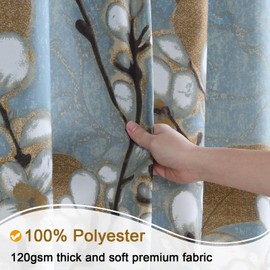 BESTRIPES Cortina de ducha de tela floral, cortinas de ducha de flores de color azul café para baño, cortinas decorativas impermeables de baño, 62 pulgadas de ancho x 72 pulgadas de alto