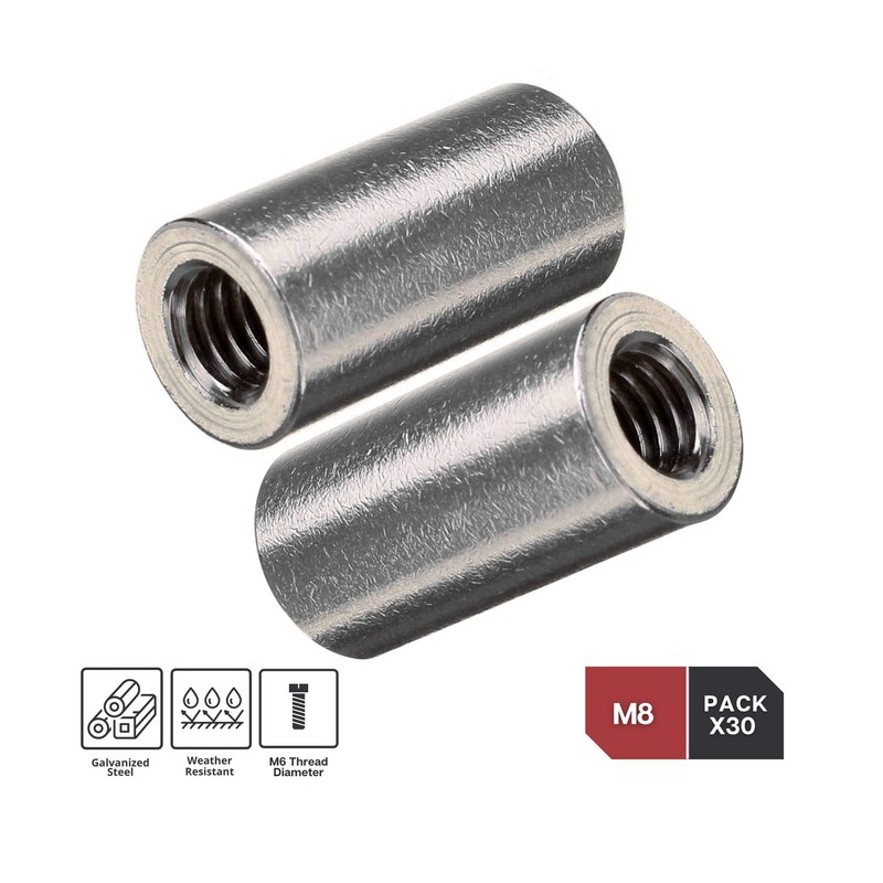 DOJA Industrial Threaded Sleeve M8 Pack 30 Threaded Sleeves for