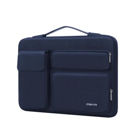 MOSISO 360 Protective Laptop Sleeve Compatible with MacBook Air 13 inch M3 M2 M1 2024-2018 / Pro 13 inch 2024-2016 / Surface Pro 9/8/7/X, Side Open Bag with 2 Raised&1 Flapover Pockets, Navy Blue