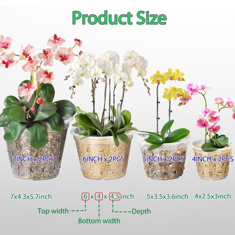 RAOOKIF 4 5 6 7 Inch Clear Orchid Pots, 8