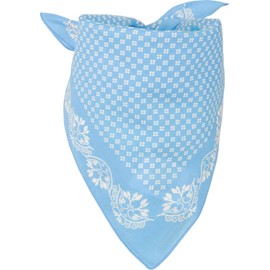 styleBREAKER 01016201 Women's Triangular Scarf Cotton with Floral Pattern, Multifunctional Scarf, Headscarf, Bandana, Light blue/white