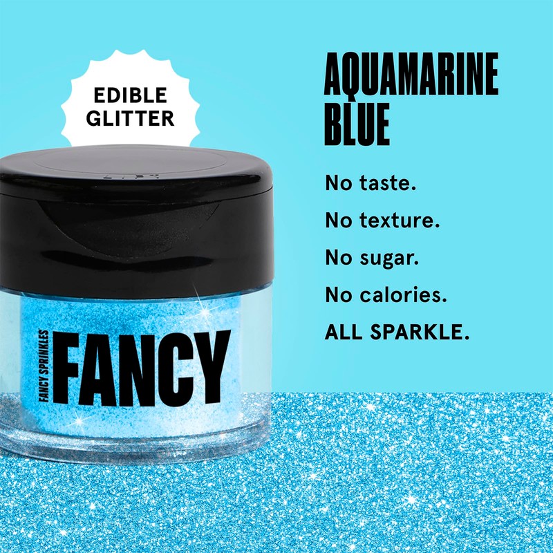 Fancy Sprinkles Aquamarine Blue Premium Edible Glitter, 100% Edible Glitter