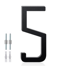 SpNo1-MS 3 Inch Floating Aluminum House Address Numbers Letters, Modern Metal House Numbers for Outside, Black Metal Door Address Letter and Number for Home Garden Office Apartment (5)