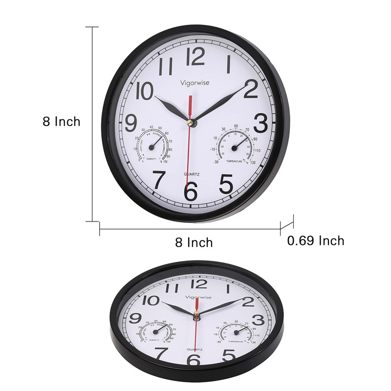 Vigorwise Wall Clock, Sweep Silent Movement Accurate Clocks with Temperature