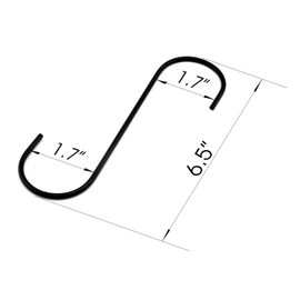 RuiLing 6.5" Black Antistatic Coating Steel Hanging Hooks S Shaped Heavy-Duty S Type Hooks,Best for Kitchenware, Pots, Utensils, Plants, Towels, Gardening Tools, Clothes.Set of 6