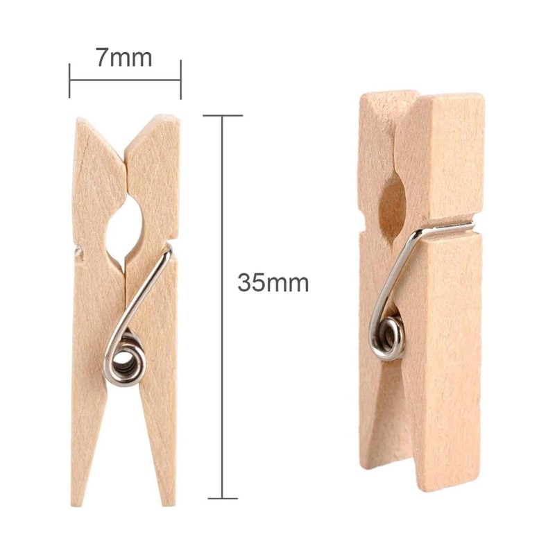 Natural Wooden Small Clips, 100 Pcs Mini Clothespins Clip, Small