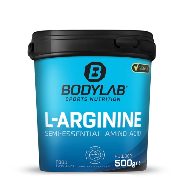 Bodylab24 L-Arginine Powder 500 g, Pure Arginine Powder, 2000 mg Arginine per Dose, Made from Corn & Sugar Beet Molasses, Sugar and Aspartame Free, Ideal for Combining with Creatine and Beta-Alanine